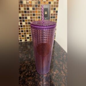 Rare Starbucks 2021 Summer Purple Red hue Grid Kaleidoscope 24 oz Venti Tumbler